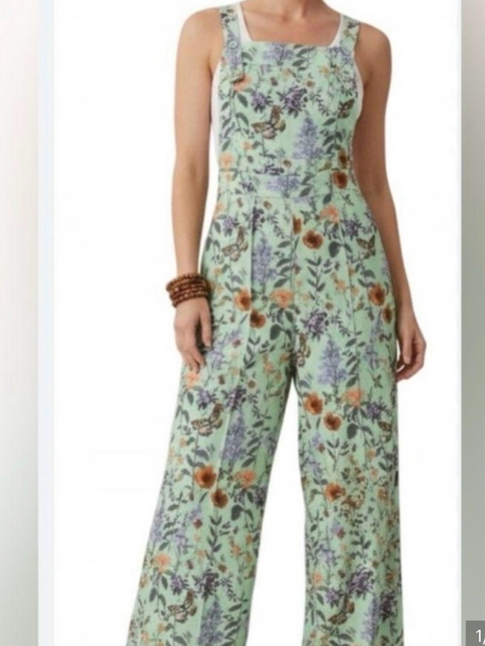 Cider Mint Green Floral Wide-Leg Jumpsuit